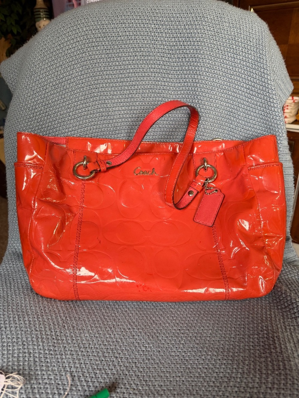 Vintage Coach patent leather shoulder bag